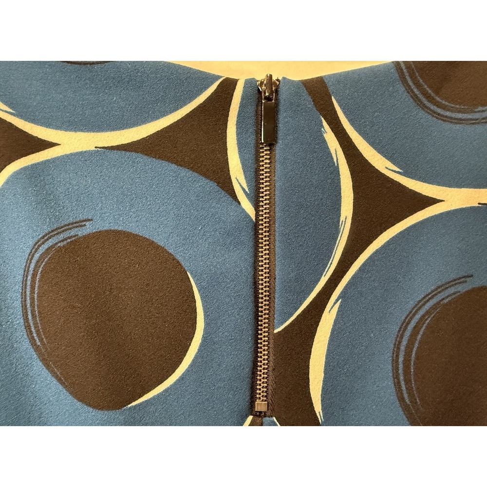 Alfani Women's Size 6 Teal Black Circle Print Sheath Dress Pleat Front Retro Zip - Picture 12 of 12